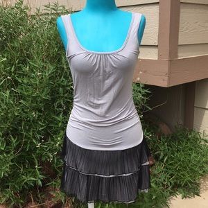 Vintage Y2K Gray and Black ruffle mini tank dress